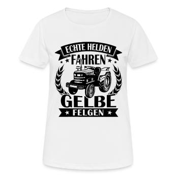 Echte helden fahren gelbe felgen - Frauen T-Shirt atmungsaktiv - Weiß - Vorne - AI Model Female 172 dark (172cm)