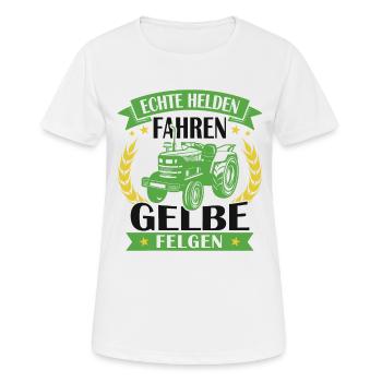 Echte helden fahren gelbe felgen - Frauen T-Shirt atmungsaktiv - Weiß - Vorne - AI Model Female 172 dark (172cm)