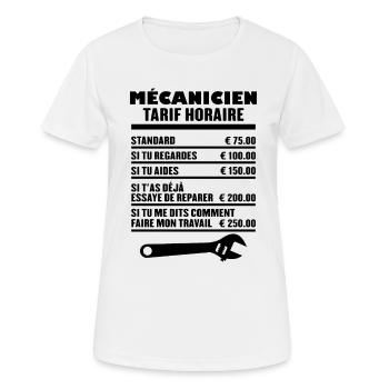 Mécanicien Tarif Horaire - T-shirt respirant Femme - blanc - Devant - AI Model Female 172 dark (172cm)