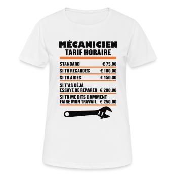 Mécanicien Tarif Horaire - T-shirt respirant Femme - blanc - Devant - AI Model Female 172 dark (172cm)