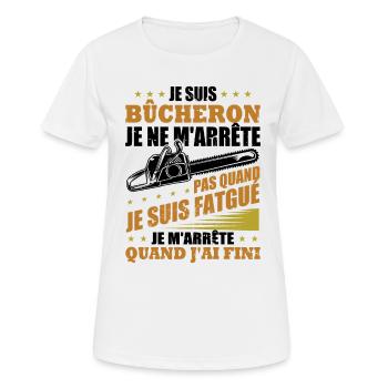 Je suis bûcheron - T-shirt respirant Femme - blanc - Devant - AI Model Female 172 dark (172cm)