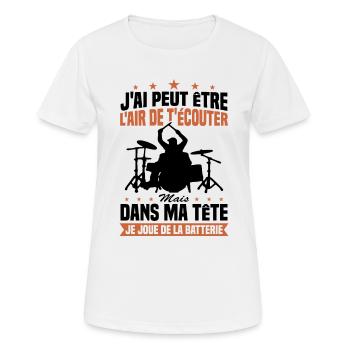 In meinem Kopf spiele ich Schlagzeug - Frauen T-Shirt atmungsaktiv - Weiß - Vorne - AI Model Female 172 dark (172cm)