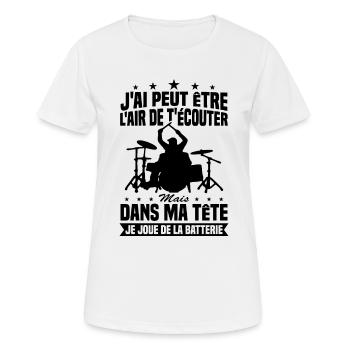 In meinem Kopf spiele ich Schlagzeug - Frauen T-Shirt atmungsaktiv - Weiß - Vorne - AI Model Female 172 dark (172cm)