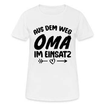 Aus dem weg Oma im einsatz - Frauen T-Shirt atmungsaktiv - Weiß - Vorne - AI Model Female 172 dark (172cm)