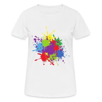 Mehrfarbiger Farbklecks - Frauen T-Shirt atmungsaktiv - Weiß - Vorne - AI Model Female 172 dark (172cm)
