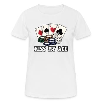 Kiss my ace Drôle De Poker Shirt - T-shirt respirant Femme - blanc - Devant - AI Model Female 172 dark (172cm)