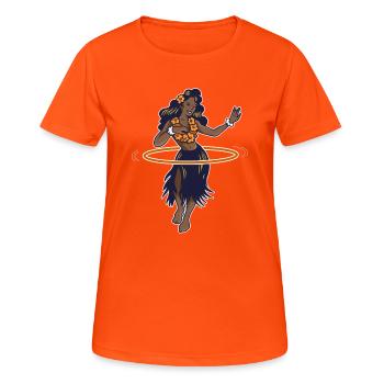 Hulahoop Hullern Fitness Aloha - Frauen T-Shirt atmungsaktiv - Neonorange - Vorne - AI Model Female 172 dark (172cm)