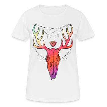 Hirschgeweih Schädel Lineart-Design - Frauen T-Shirt atmungsaktiv - Weiß - Vorne - AI Model Female 172 dark (172cm)