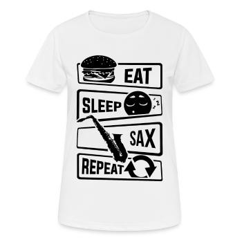 Eat Sleep Sax Répétition - saxophone saxophone Instrument - T-shirt respirant Femme - blanc - Devant - AI Model Female 172 dark (172cm)