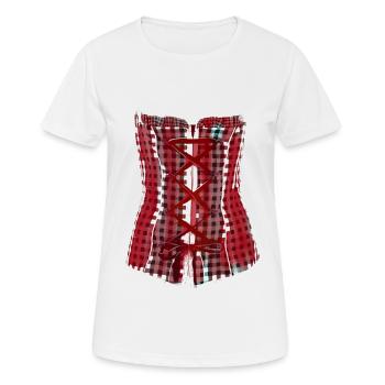 dirndl,corsage,pink,karo,rot - Frauen T-Shirt atmungsaktiv - Weiß - Vorne - AI Model Female 172 dark (172cm)