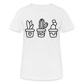 Mignons cactus dans un pot de fleurs - T-shirt respirant Femme - blanc - Devant - AI Model Female 172 dark (172cm)