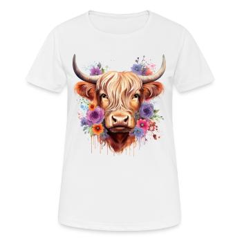 Niedliche schottische Hochlandkuh | Schottische Kuh - Frauen T-Shirt atmungsaktiv - Weiß - Vorne - AI Model Female 172 dark (172cm)
