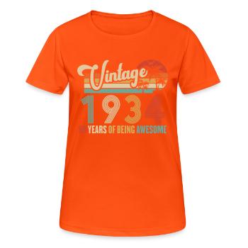 Jahrgang 1934 Jubiläum 89 Jahre Geschenkidee - Frauen T-Shirt atmungsaktiv - Neonorange - Vorne - AI Model Female 172 dark (172cm)