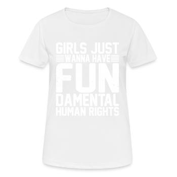 Mädchen wollen nur Menschenrechte haben - Frauen T-Shirt atmungsaktiv - Weiß - Vorne - AI Model Female 172 dark (172cm)