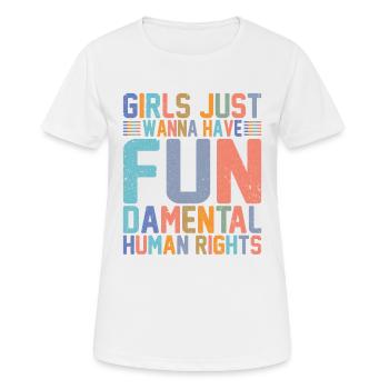 Mädchen wollen nur Menschenrechte haben - Frauen T-Shirt atmungsaktiv - Weiß - Vorne - AI Model Female 172 dark (172cm)