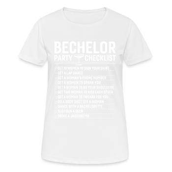 Checkliste für das Bechlor Festival - Frauen T-Shirt atmungsaktiv - Weiß - Vorne - AI Model Female 172 dark (172cm)