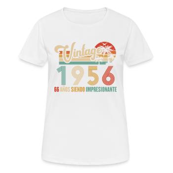 Anniversaire Vintage Idée Cadeau D Anniversaire 66 - T-shirt respirant Femme - blanc - Devant - AI Model Female 172 dark (172cm)