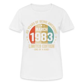 Anniversaire Vintage Idée Cadeau Mars 40 - T-shirt respirant Femme - blanc - Devant - AI Model Female 172 dark (172cm)