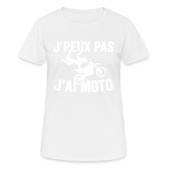 Je Peux Pas J'ai Moto Humour Cadeau Anniversaire - T-shirt respirant Femme - blanc - Devant - AI Model Female 172 dark (172cm)