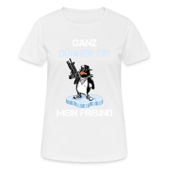De la glace très mince, mon ami. T-shirt pingouin | - T-shirt respirant Femme - blanc - Devant - AI Model Female 172 dark (172cm)