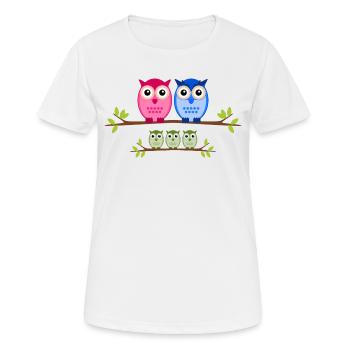 Eulen Familie Drillinge - Frauen T-Shirt atmungsaktiv - Weiß - Vorne - AI Model Female 172 dark (172cm)