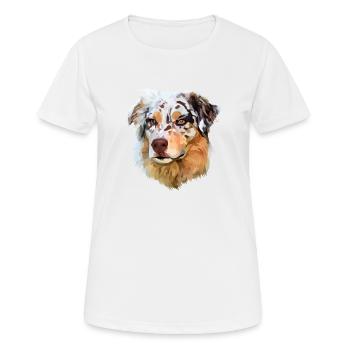 Australian Shepherd Aussie Red Merle dog - Women's Breathable T-Shirt - white - Front - AI Model Female 172 dark (172cm)
