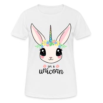 Unicorn Einhorn Pferd Süss Hase - Frauen T-Shirt atmungsaktiv - Weiß - Vorne - AI Model Female 172 dark (172cm)