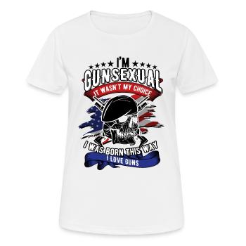 Ich bin Gunsexual - Ich liebe Waffen - patriotisch - Frauen T-Shirt atmungsaktiv - Weiß - Vorne - AI Model Female 172 dark (172cm)