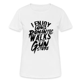 J’aime les longues et romantiques promenades au Gun Store - T-shirt respirant Femme - blanc - Devant - AI Model Female 172 dark (172cm)