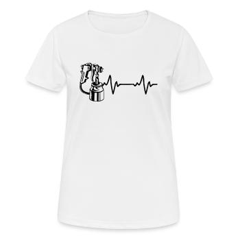 Car Painter Heartbeat Paint Gun Pulse Auto - Auto - Women's Breathable T-Shirt - white - Front - AI Model Female 172 dark (172cm)