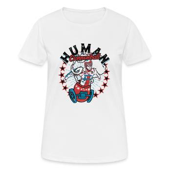 Costume de boulet de canon humain de cirque - Carnival Circus - T-shirt respirant Femme - blanc - Devant - AI Model Female 172 dark (172cm)