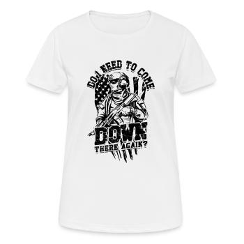 Ai-je besoin de redescendre là-bas - soldat - T-shirt respirant Femme - blanc - Devant - AI Model Female 172 dark (172cm)