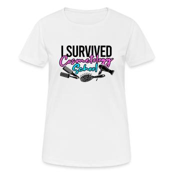J’ai survécu à l’école de cosmétologie - équipements de salon - T-shirt respirant Femme - blanc - Devant - AI Model Female 172 dark (172cm)
