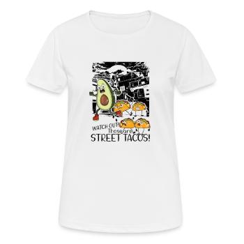 Watch Out Those Are StreetTacos - mexican cuisine - Women's Breathable T-Shirt - white - Front - AI Model Female 172 dark (172cm)