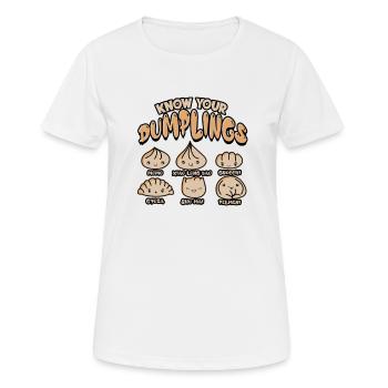 Know your dumplings xiao long bao gyoza - Women's Breathable T-Shirt - white - Front - AI Model Female 172 dark (172cm)
