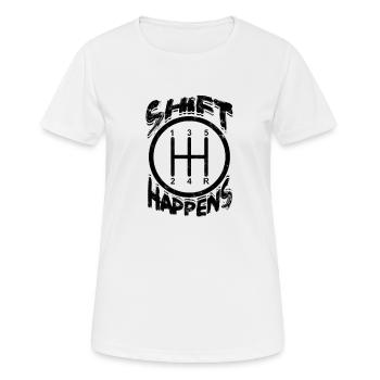Shift Happens - course sur piste de terre battue - T-shirt respirant Femme - blanc - Devant - AI Model Female 172 dark (172cm)