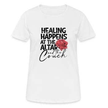 Healing happens at the altar and the couch - - Women's Breathable T-Shirt - white - Front - AI Model Female 172 dark (172cm)
