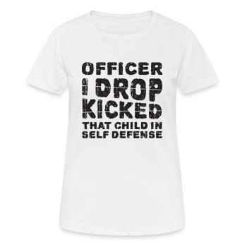 Offizier, den ich fallen lasse, trat dieses Kind in Notwehr - Frauen T-Shirt atmungsaktiv - Weiß - Vorne - AI Model Female 172 dark (172cm)