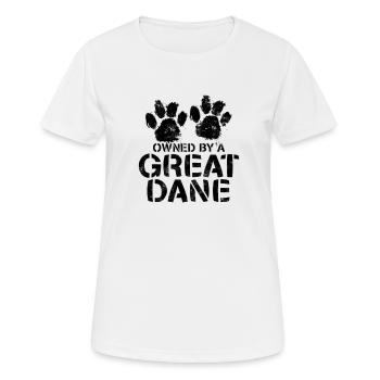 Im Besitz einer Dogge - Diensthund - Frauen T-Shirt atmungsaktiv - Weiß - Vorne - AI Model Female 172 dark (172cm)