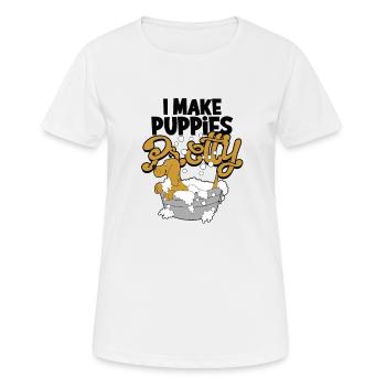 Ich mache Welpen hübsch - Pflege - Frauen T-Shirt atmungsaktiv - Weiß - Vorne - AI Model Female 172 dark (172cm)