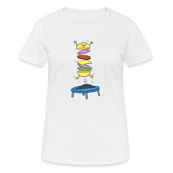 Burger Hamburger Cheeseburger Saut d'obstacles - T-shirt respirant Femme - blanc - Devant - AI Model Female 172 dark (172cm)