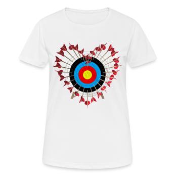 Zielscheibe Herzchen - Frauen T-Shirt atmungsaktiv - Weiß - Vorne - AI Model Female 172 dark (172cm)