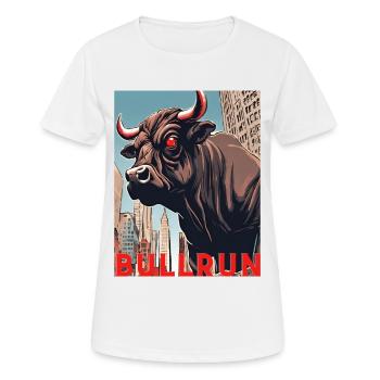 Marché boursier Bull Bull Run 2024/25 Crypto Trading - T-shirt respirant Femme - blanc - Devant - AI Model Female 172 dark (172cm)