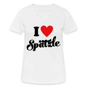Ich liebe Spätzle mit Soß Schwäbisch Schwaben - Frauen T-Shirt atmungsaktiv - Weiß - Vorne - AI Model Female 172 dark (172cm)