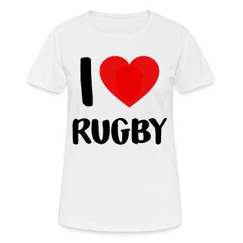 I LOVE RUGBY - T-shirt respirant Femme - blanc - Devant - AI Model Female 172 dark (172cm)