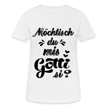 Möchtisch du mis Gotti si Schweiz Patentante frage - Frauen T-Shirt atmungsaktiv - Weiß - Vorne - AI Model Female 172 dark (172cm)