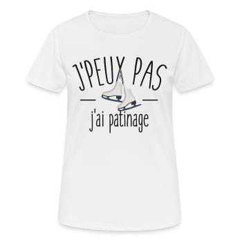 Je peux pas j'ai patinage - T-shirt respirant Femme - blanc - Devant - AI Model Female 172 dark (172cm)