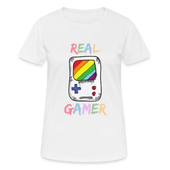 Game Boy Real Gamer F089 - T-shirt respirant Femme - blanc - Devant - AI Model Female 172 dark (172cm)