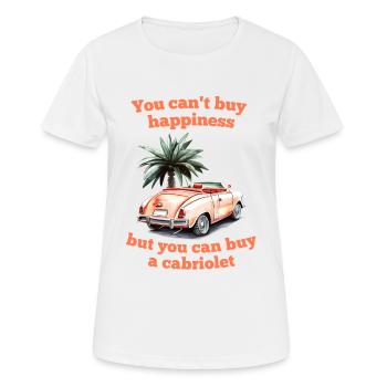 Dicton cabriolet : Le bonheur ne s’achète pas, mais - T-shirt respirant Femme - blanc - Devant - AI Model Female 172 dark (172cm)