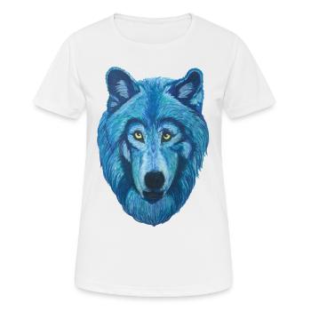 epischer Wolf Wolfskopf mit blauem Pelz - Frauen T-Shirt atmungsaktiv - Weiß - Vorne - AI Model Female 172 dark (172cm)